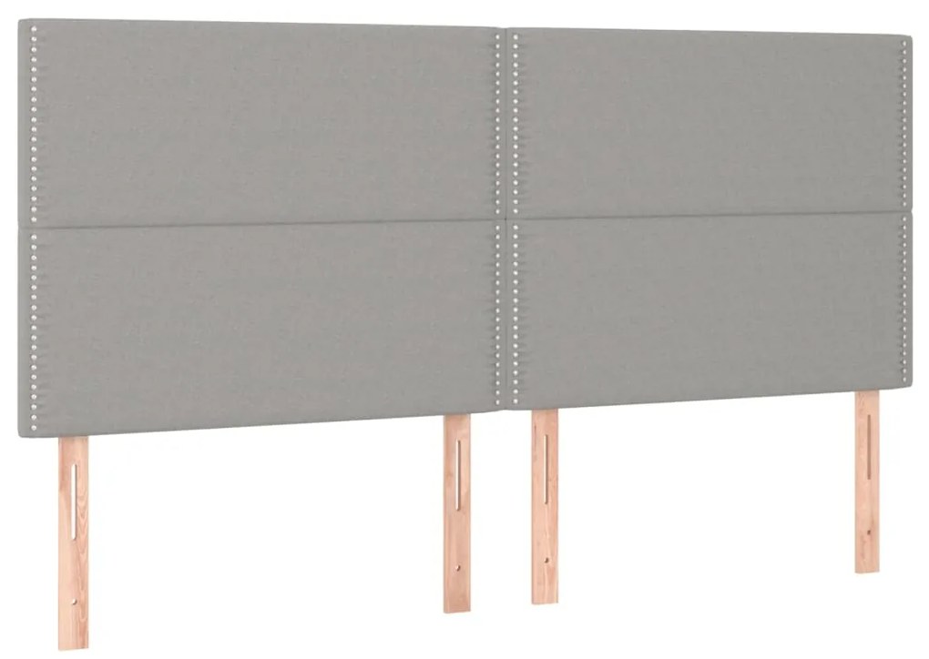 Letto a Molle Materasso e LED Grigio Chiaro 160x200 cm Tessuto