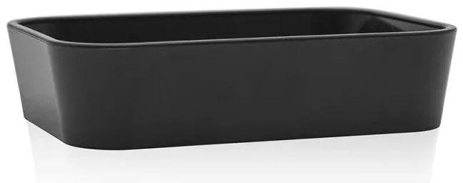 Portasaponetta in finitura nera opaca con inserti in bambù