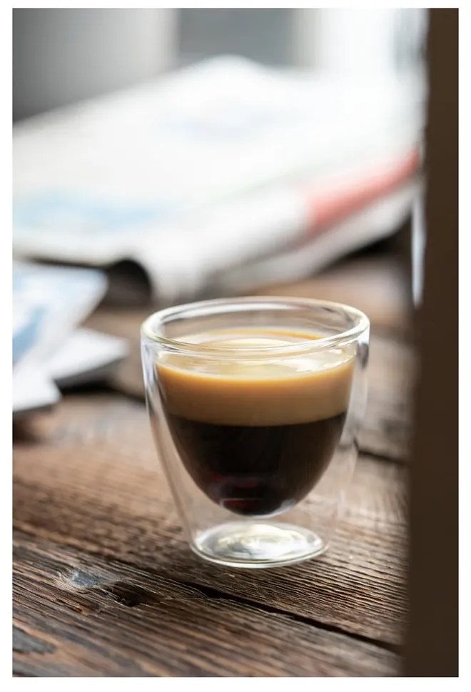 Tazze in set per espresso/con parete doppia in vetro 2 pz 80 ml Amo – Vialli Design
