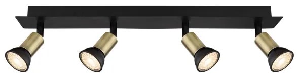 Globo 57998-4B - Faretto DREW 4xGU10/35W/230V nero/ottone