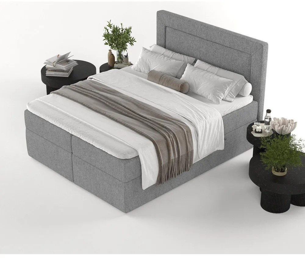 Letto boxspring grigio con contenitore 160x200 cm Imagine - Maison de Rêve