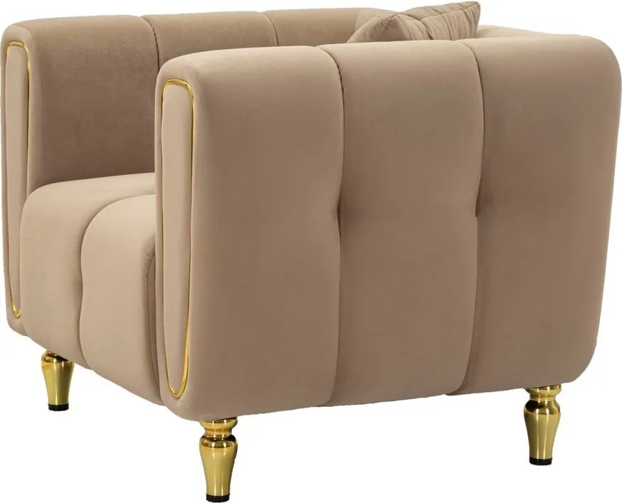 Poltrona grigio tortora con poggioli/con gambe con rivestimento in velluto Alma – Mauro Ferretti