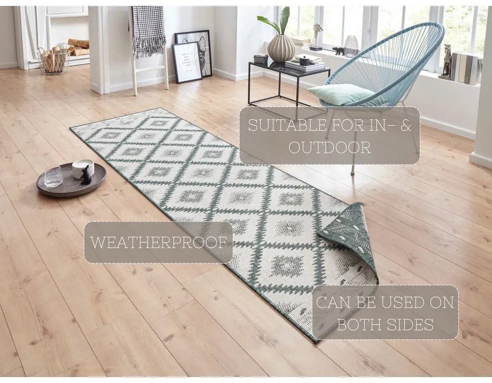 Tappeto per esterni verde e crema , 350 x 80 cm Malibu - NORTHRUGS