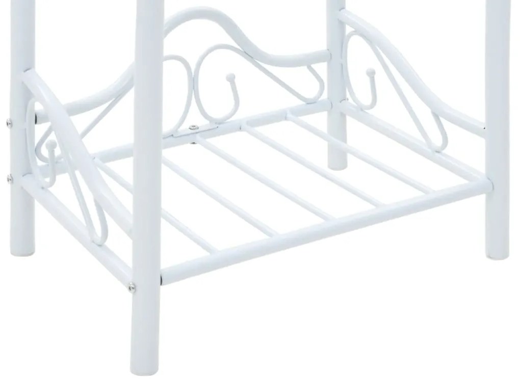 Comodini Set 2 pz Acciaio e Vetro Temperato 45x30,5x60cm Bianco