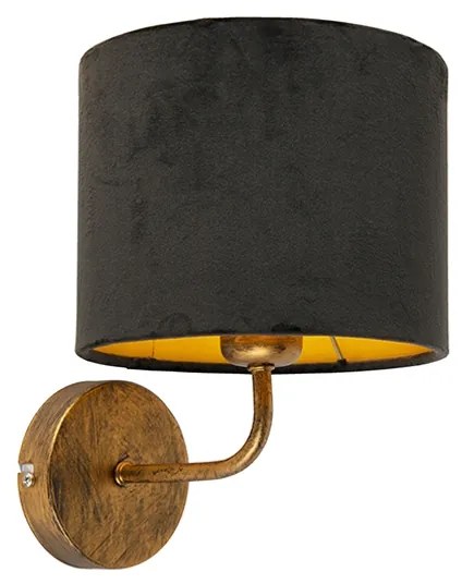 Lampada da parete vintage oro con paralume in velluto nero - Matt