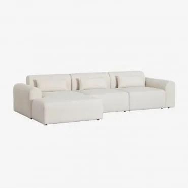 Divano Componibile Chaise Longue Sinistra In 3 Pezzi In Shearling Borjan Ciniglia Blanc - Sklum