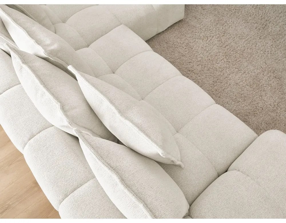 Divano angolare bianco allungabile e con contenitore (penisola a destra/chaise lounge) con rivestimento in ciniglia Everest – Bobochic Paris