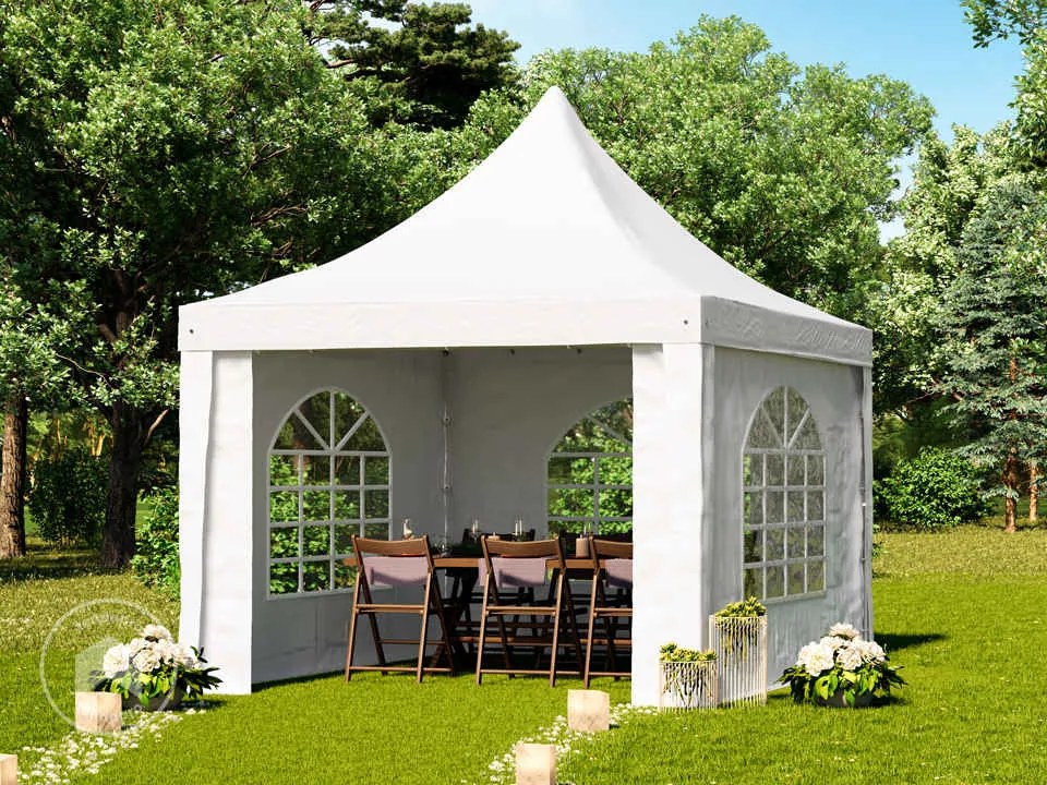 TOOLPORT Gazebo pagoda 3x3 m, telo in PVC, bianco - (1062)