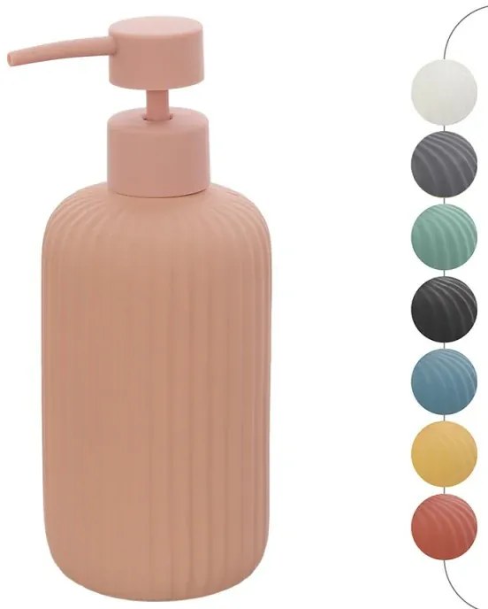 Dispenser sapone rosa in ceramica soft touch capienza 330 ml Spring