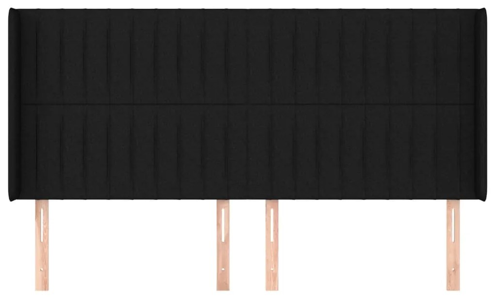 Testiera ad orecchio nera 183x16x118/128 cm in tessuto
