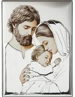 Icona Sacra famiglia ceramica 21x15 cm con argento Miro Silver