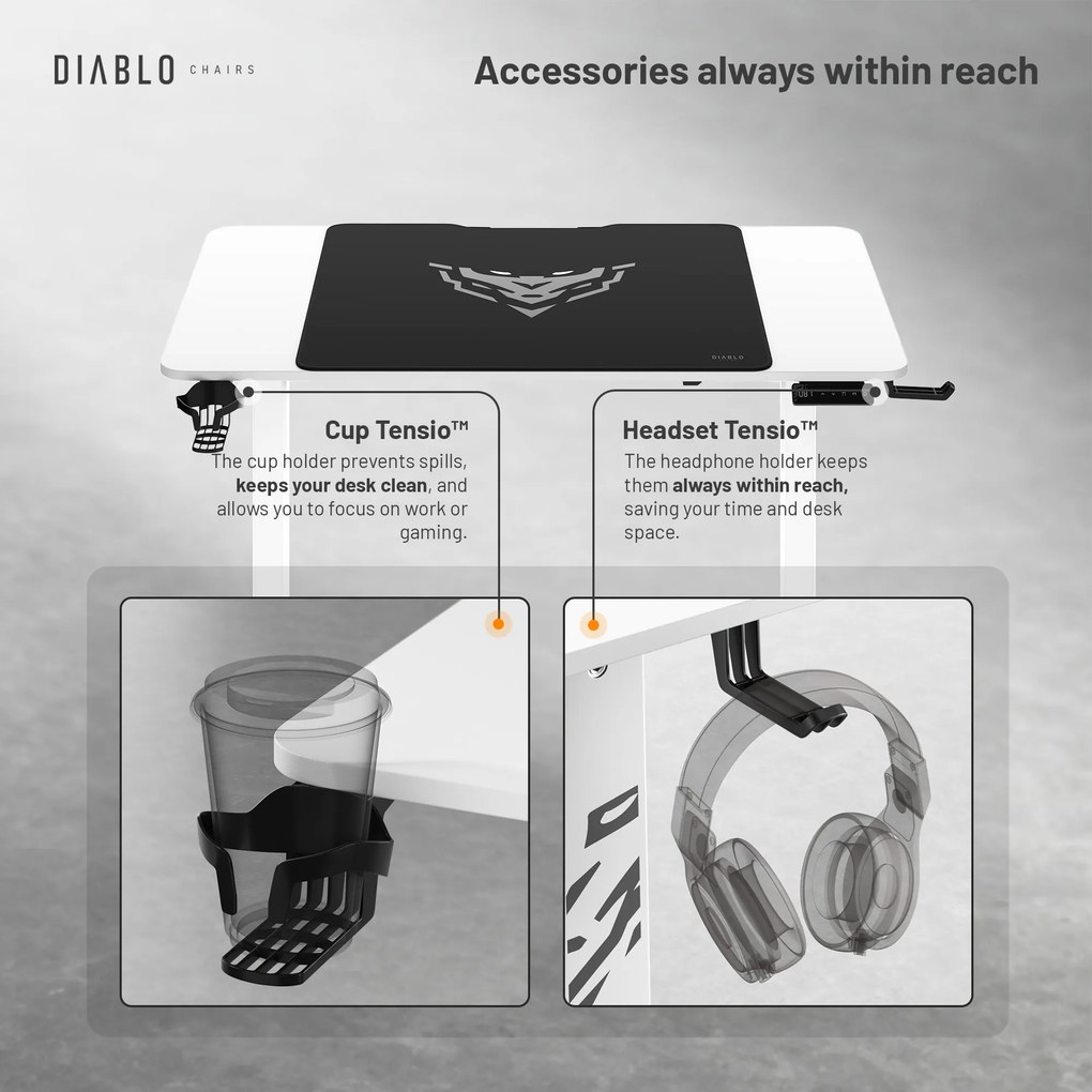 Scrivania Diablo X-Tensio 1100 1100 regolabile in altezza bianco