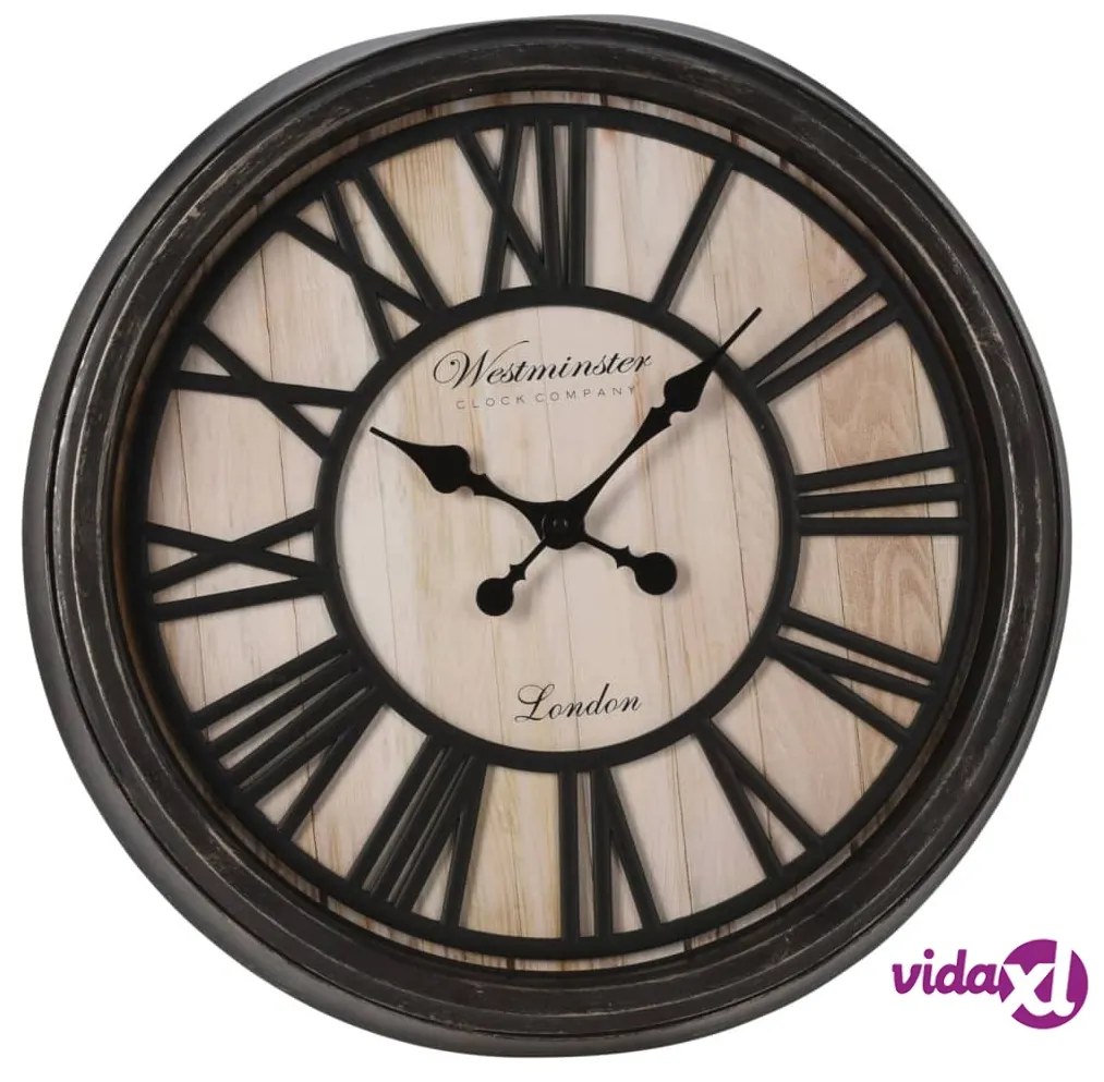 H&S Collection Orologio Parete Numeri Romani London Nero e Naturale