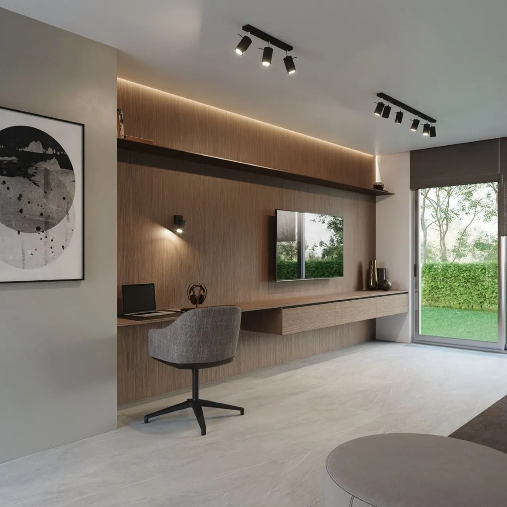 Plafoniera da Soffitto in Acciaio 4xGU10 RING 4L Orientabile Nera