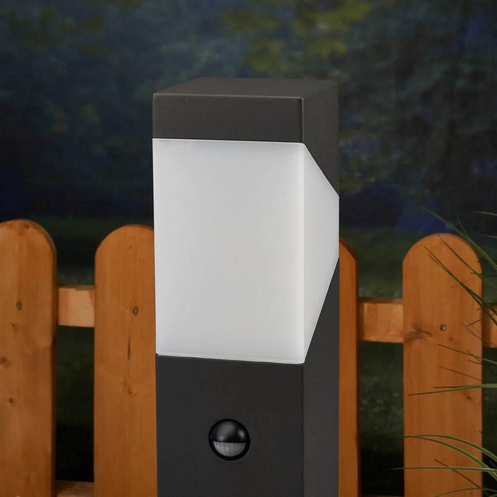 Lucande lampioncino Kiran, 60 cm, sensore, grigio, IP44, E27 Kiran Lucande, dimmerabile, Nero, Alluminio, Moderno