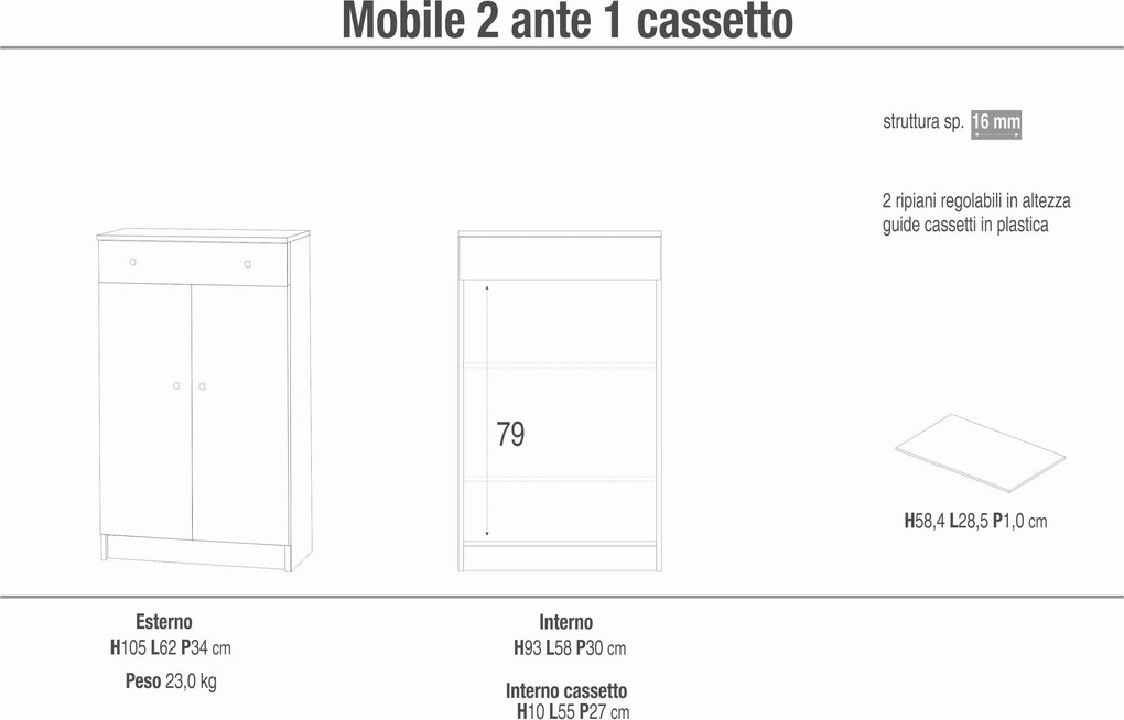 KLASS - mobiletto da ingresso portaoggetti