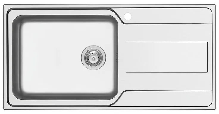 Lavello integrato 1 vasca con gocciolatoio a destra DELINIA Basalt inox L 50 x L 100 cm argento