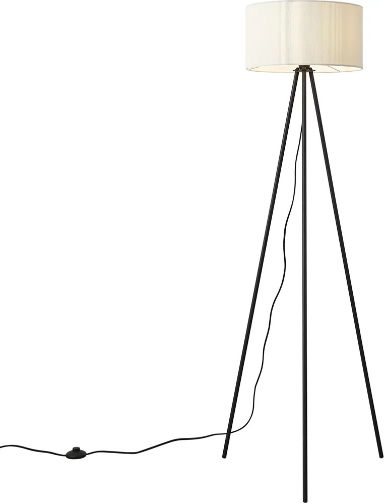 Lampada da terra moderna a treppiede bianca con paralume in velluto - Luz