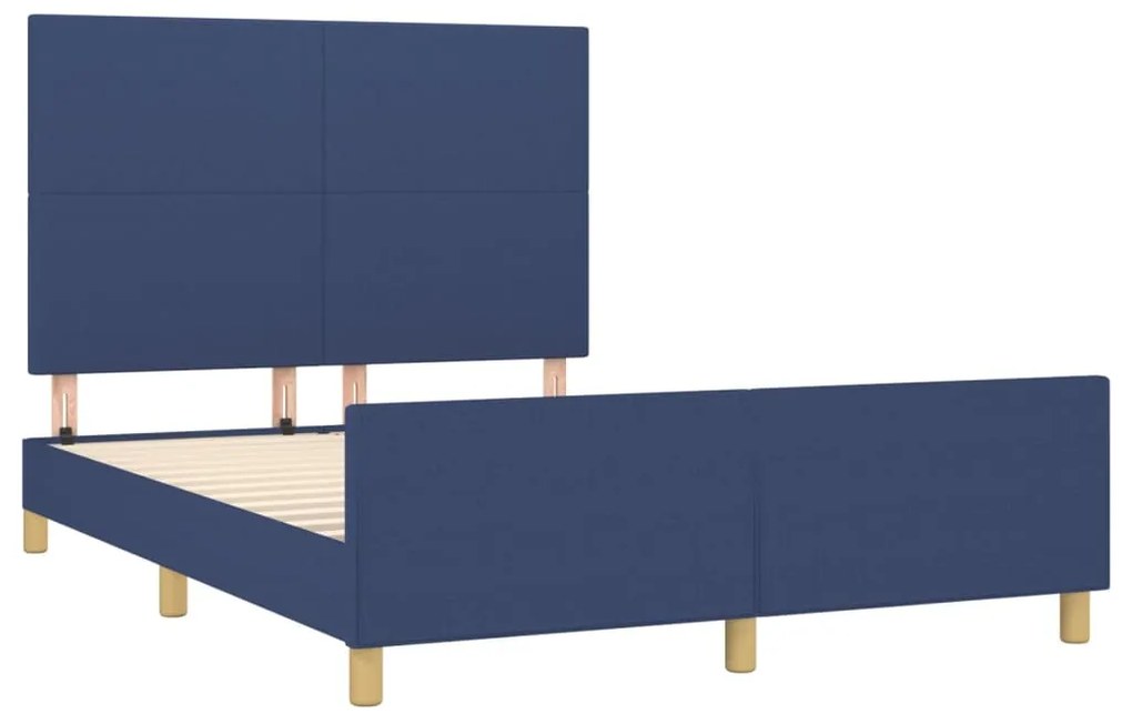 Giroletto con testiera blu 140x190 cm in tessuto