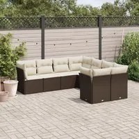 Set Divani da Giardino 8 pz con Cuscini Marrone in Polyrattan 3218593