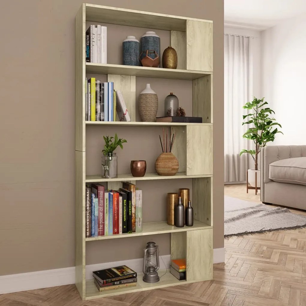 Libreria/divisorio rovere sonoma 80x24x159 cm in truciolato