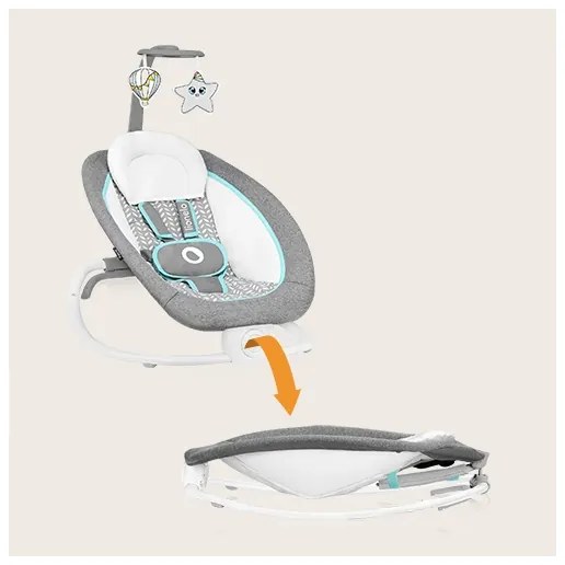 Lionelo - Dondolo vibrante per bambini con melodia PASCAL 2xAA grigio/turchese