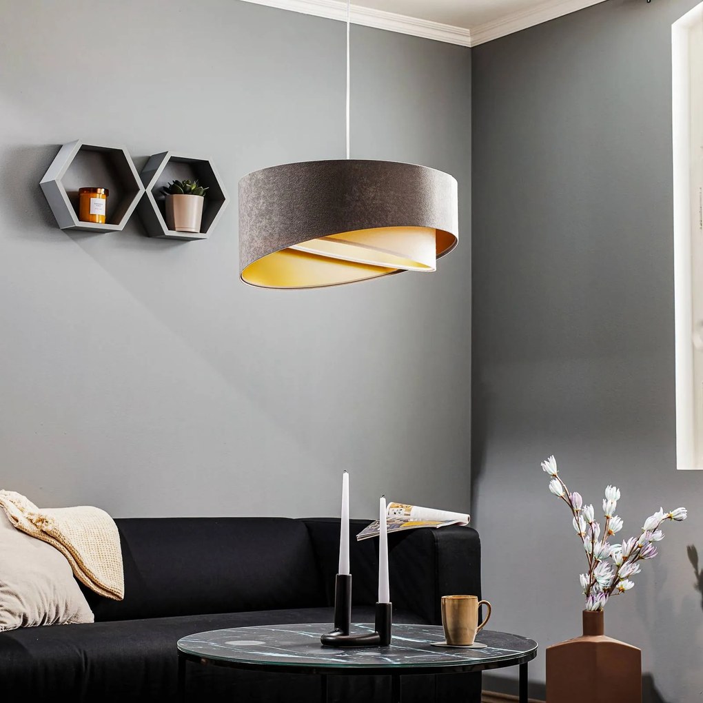 Maco Design Lampada a sospensione Vivien, tricolore, grigio/bianco/oro