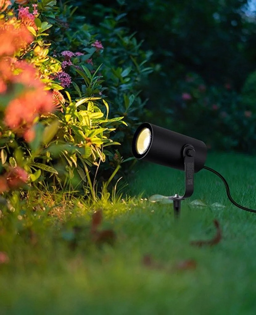 Faretto da Giardino 12W RGB+CCT IP66 con Picchetto Dimmerabile Colore RGB+CCT
