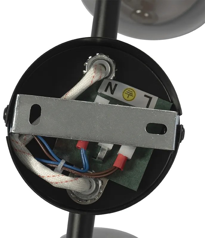 Plafoniera Art Déco nera con vetro fumé 2 luci - Vidro