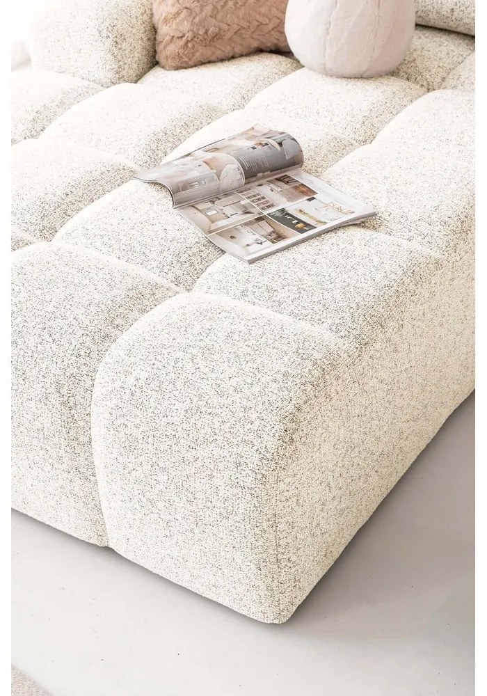 Divano angolare componibile color crema allungabile/con contenitore (con penisola a sinistra) Lulu – Miuform