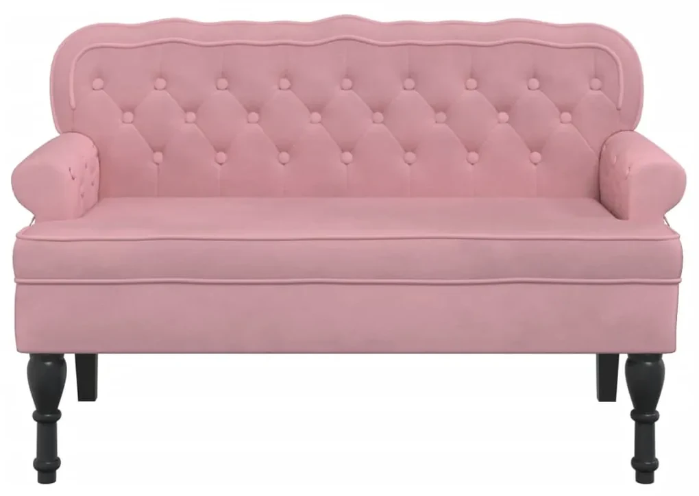 Panca con schienale rosa 119,5x64,5x75 cm in velluto