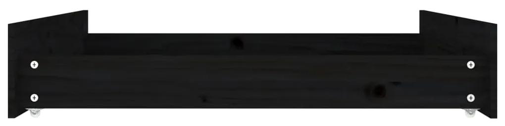 Cassetti per letto 2 pz in legno massello di pino nero