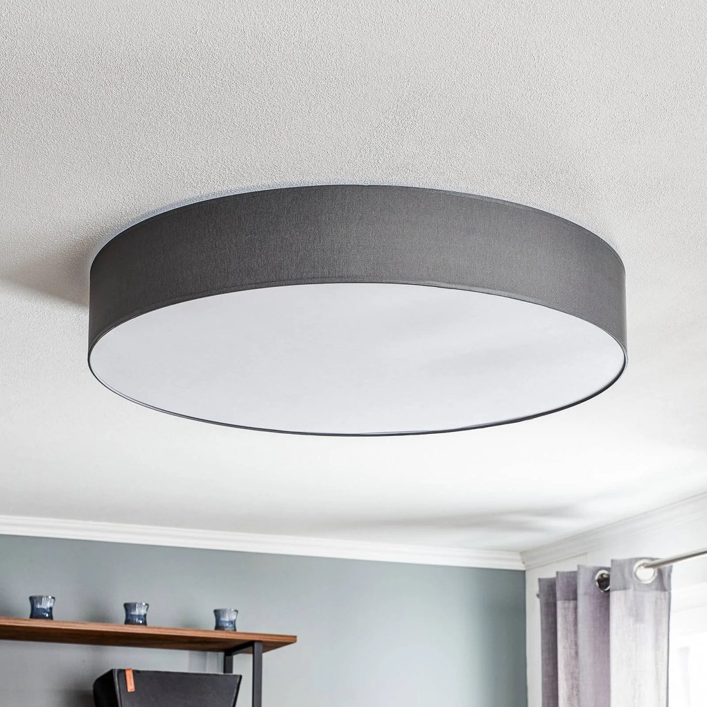 Plafoniera soffitto Rondo TK Lighting, dimmerabile, Alluminio / Grigio / Zincato, Camera da letto, Tessuto / Stoffa / Seta, Moderno, Plafoniera
