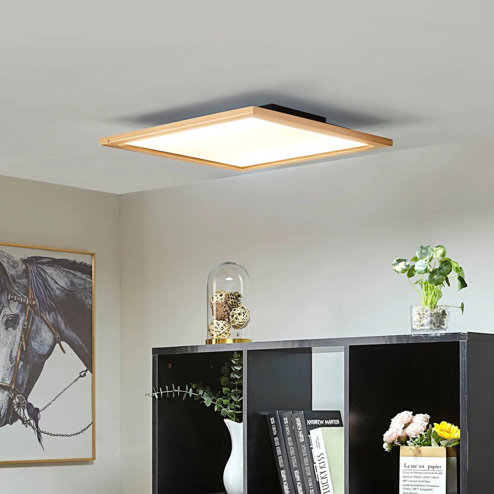 Lucande Plafoniera a LED Joren, 52 cm, legno, CCT, telecomando