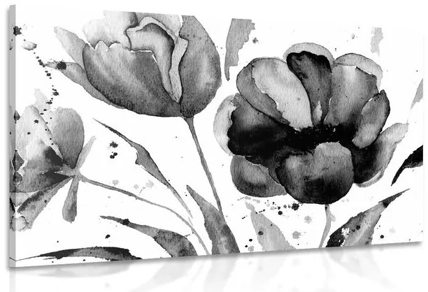Stampa su tela – Tulipani stupendi in bianco e nero in versione interessante
