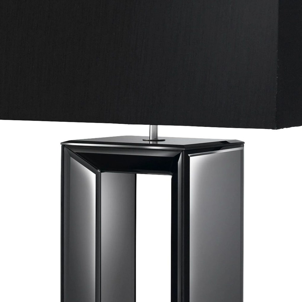 Lampada Da Scrivania Contemporaneo Mirror Vetro Nero Tessuto 1 Luce E27