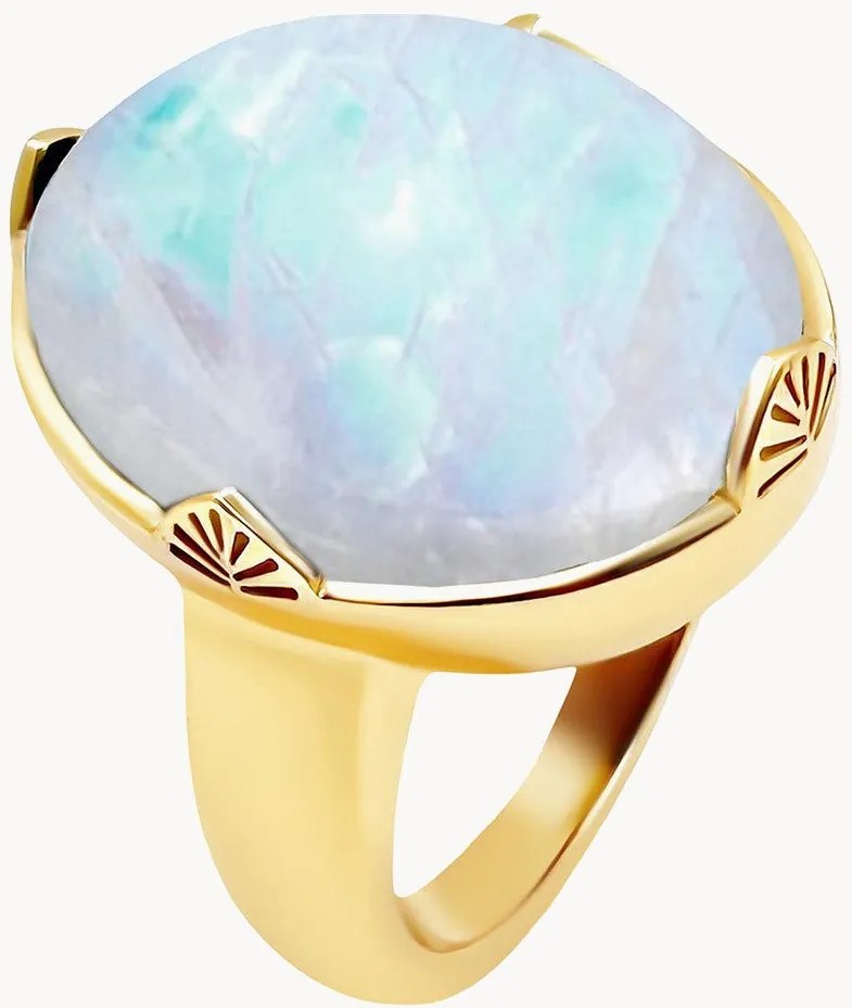 Anello placcato in oro con pietra di luna Neo