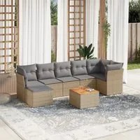 Set Divano da Giardino 8 pz con Cuscini Beige Misto Polyrattan 3256087