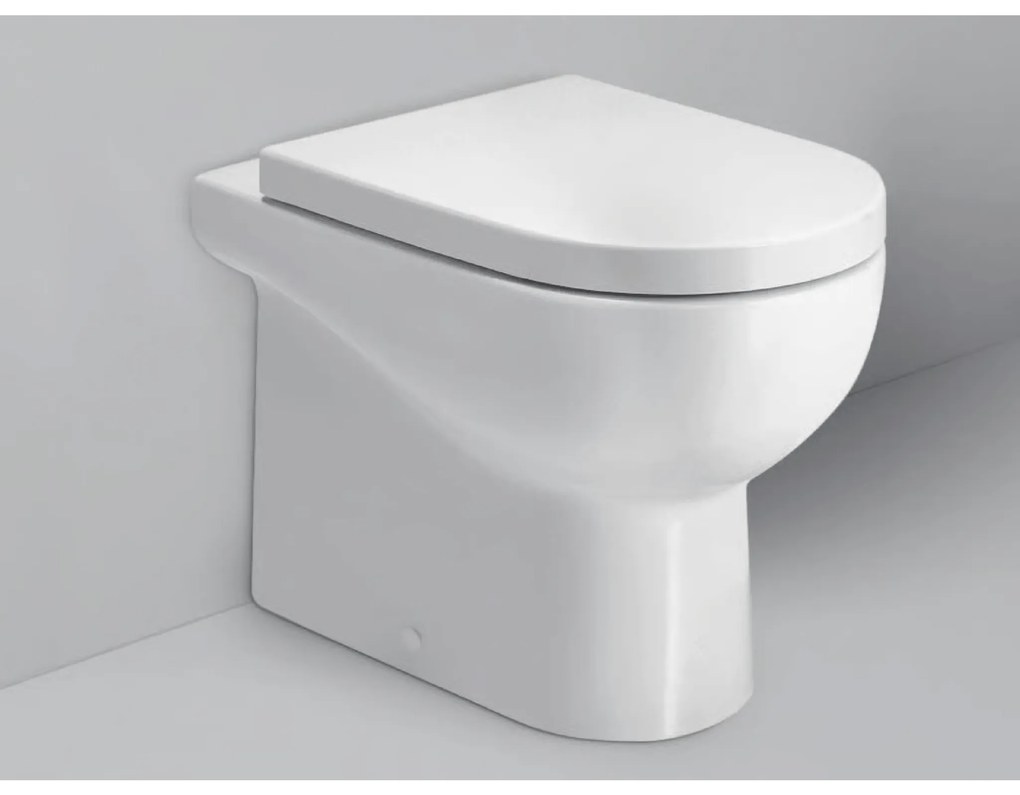 Wc a Terra Azzurra Ceramica H 48 Cm Filo Muro Bianco Lucido "Nuvola"