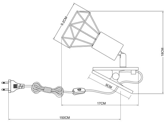 Globo 54802SK - Applique con clip XARA I 1xE14/40W/230V nero