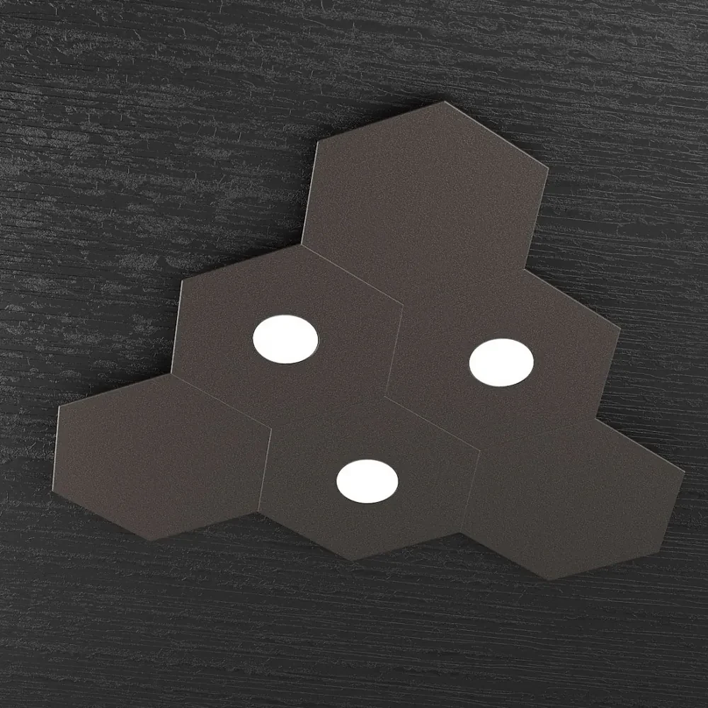 Plafoniera Moderna Moduli Hexagon Metallo Marrone Luci Led X W