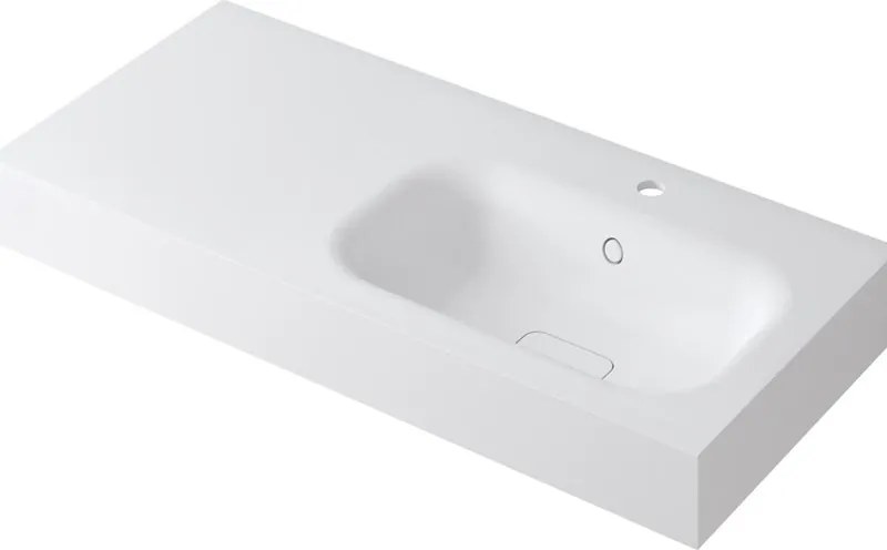 Lavabo a incasso rettangolare vasca a destra L 100.5 x H 15 x P 46 cm in resina bianco opaco