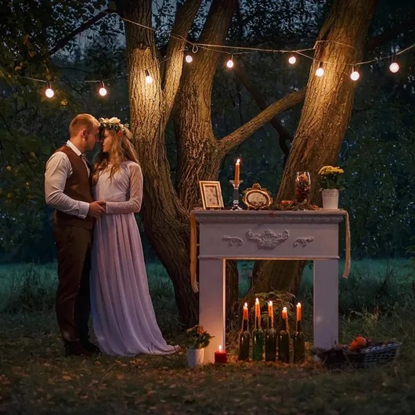 Catena decorativa LED esterna 15xE27/1W/230V 15 m IP65 nero