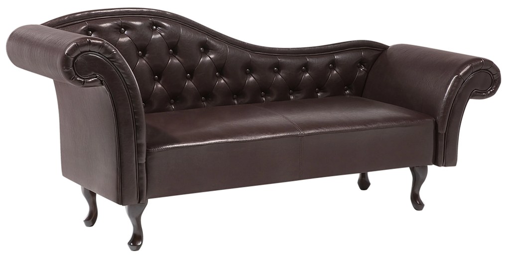 Chaise longue vintage sinistra in pelle sintetica marrone LATTES Beliani