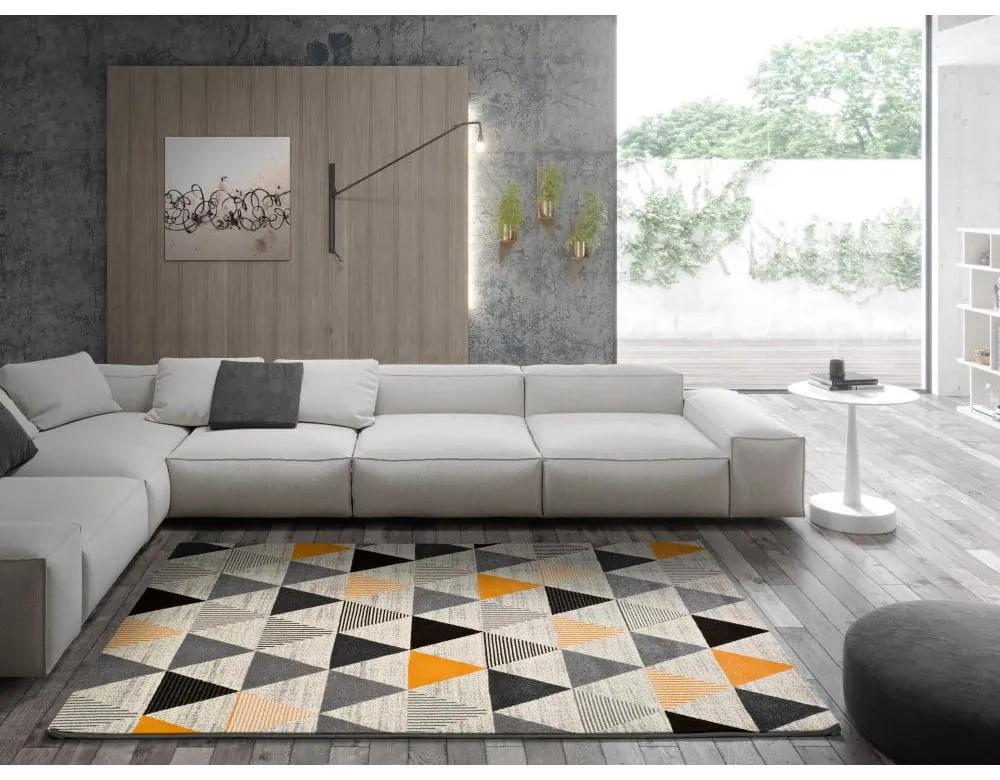Tappeto grigio-arancio , 80 x 150 cm Leo Triangles - Universal