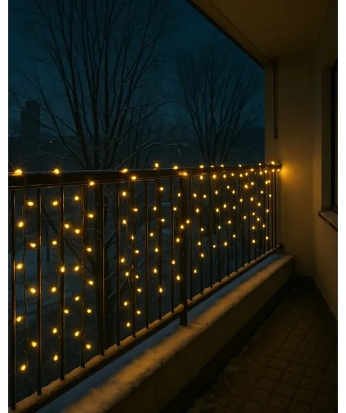 Catena luminosa LED natalizia da esterno 200 LED/230V 7,6 m IP44 nera