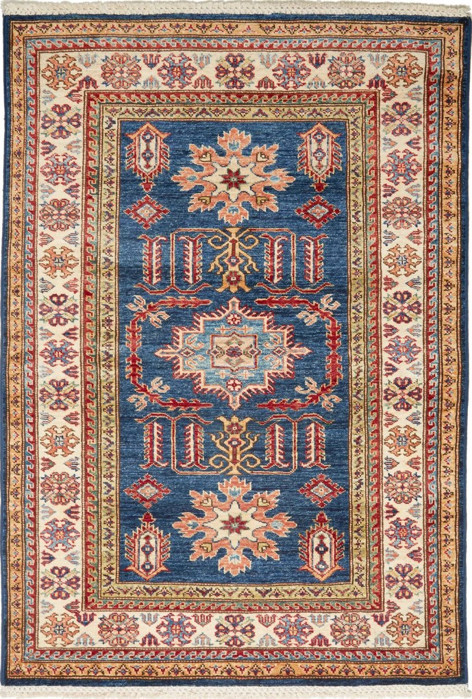 Kazak Tappeto orientale 100 x 150 Blu (Pakistan) Annodato A Mano