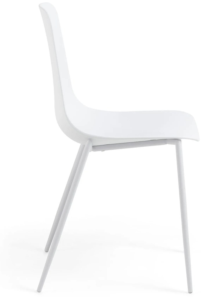 Kave Home - Sedia Whatts con gambe in acciaio con finitura bianco