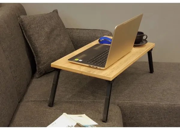 Tavolo per letto GUSTO 24,5x60 cm beige/nero