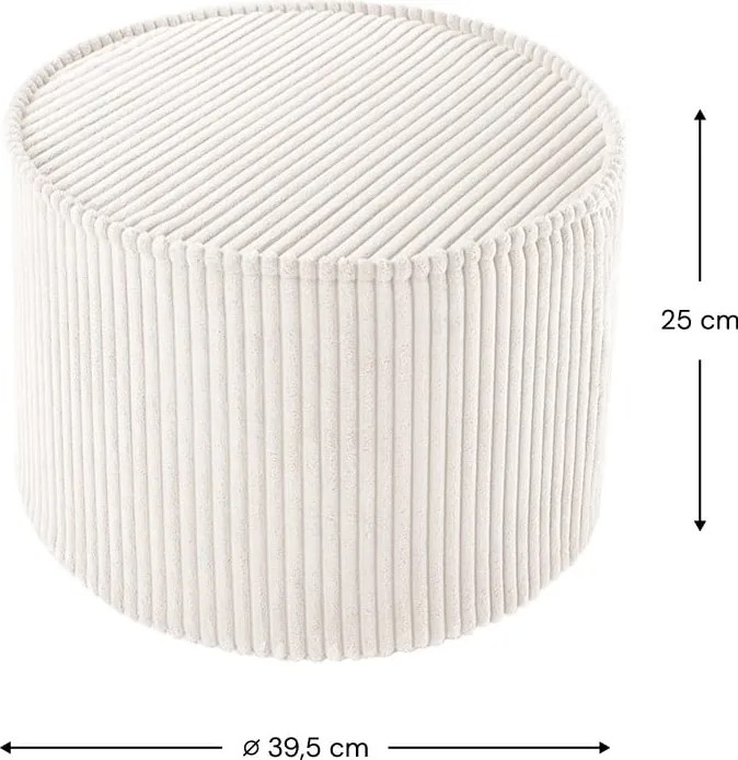 Pouf per bambini color crema con rivestimento in velluto a coste – Wigiwama